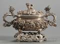 Chinese Export Silver Sauce Tureen and Stand