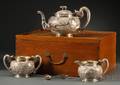 Cased Fourpiece Chinese Export Silver Tea Set