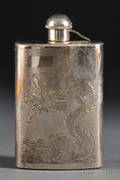 Cased Chinese Export Silver Flask