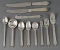 Georg Jensen Sterling Pyramid Pattern Flatware Service for Eighteen