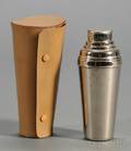 German White Metal and Leather Cased Traveling Martini Set