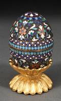 Russian Goldwashed Silver and Cloisonne Enamel Egg
