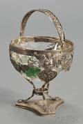 French 800 Silver and Colorless Glass Sugar Basket