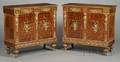 Pair of Louis XVIstyle Bronzemounted and Tulipwood Parquetry Side Cabinets