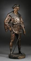Emile Louis Picault French 18331915 Bronze Figure of a Mediaeval Man Escholier