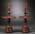Pair of Dutch Colonialstyle Turned Wood Candlesticks