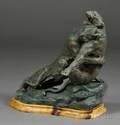 Bronzed Spelter Figure of a Pair of Fighting Lions