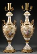 Pair of Bronzemounted Sevresstyle Porcelain Lamp Bases