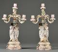 Pair of Dresden Porcelain Threelight Candelabra
