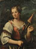 Continental School 18th19th Century Peasant Girl Holding a Distaff