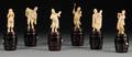Six Continental Carved Ivory and Woodmounted Figures of Musicians