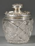 American Colorless Cut Glass and Sterlinglidded Biscuit Jar
