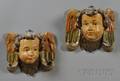 Pair of Continental Baroquestyle Carved and Polychromepainted Angel Wall Plaques