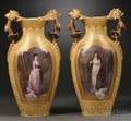Large Pair of Parcelgilt Paris Porcelain Portrait Vases