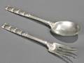 Tiffany  Co Sterling Modernist Pattern Salad Servers