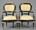 Set of Four Empirestyle Composition and Ebonized Armchairs