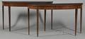 Pair of English Boxwood Inlaid Mahogany Demilune Console Tables