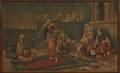 Continental School 19th Century Large Painted Panel depicting an Orientalist scene framed sight size 57 12 x 94 in