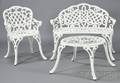 Three Pieces of White Painted Cast Iron Furniture