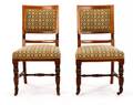 Pair of Turned Walnut Upholstered Side Chairs