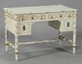 Neoclassicalrevival White and Goldpainted Vanity Table with Associated Side Chair and Footstool