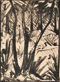 Otto Mueller German 18741930 Waldlandschaft mit kleinen Figuren II