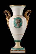 Large Urn With Gilt Swan Handles Ugo Zaccagnini