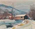Emile Albert Grupp American 18961978 Covered Bridge in Snow