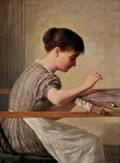 Enoch Wood Perry Jr American 18311915 Girl Quilting