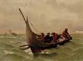 Georges Jean Marie Haquette French 18541906 Fishermen in a Dory off the White Cliffs