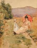 Clement Rollins Grant American 18481893 Mother and Child in a Landscape