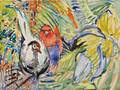 Hunt Slonem American b 1951 Untitled Chicken and Parrot