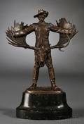 T Curts Austrian 18951929 Bronze Figure of a Hunter with Trophy