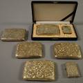 Group of Silver Cigarette Cases and Smoking Accessories