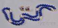 14kt Gold and Lapis Necklace and Earclips