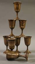 Eight Sterling Wine Goblets
