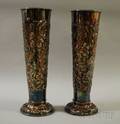 Pair of Tall SilverPlated Repousse Weighted Vases