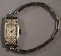 Ladys Art Deco 14kt White Gold Diamond and Sapphire Wristwatch