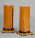 Pair of Neoclassicalstyle Painted and Fluted Wooden Columnar Pedestals
