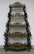 Victorian Carved Walnut Fivetier Whatnot