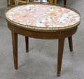 Louis XVI Style Oval Brassmounted Marbletop Inlaid and Veneered Low Table