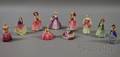 Ten Small Royal Doulton Porcelain Figures of Young Women