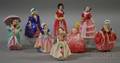 Eight Small Royal Doulton Porcelain Figures of Girls and Young Women
