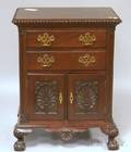 Small Colonial Revival Chippendalestyle Carved Mahogany Side Cabinet