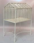 Gothic Revivalstyle Whitepainted Iron and Glass Terrarium on Stand