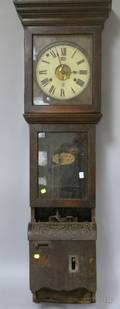 Oak Wall Mounted Time Clock by the International Time Recording Company