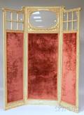 Louis XVIstyle Glazed Upholstered Carved and Painted Wooden Threepanel Folding Floor Screen