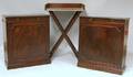 Pair of Diminutive English Mahogany and Fruitwood Butlers Side Cabinets and a Beverage Tray on Folding Stand
