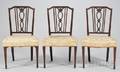 Set of Three Regency Upholstered Carved Mahogany Side Chairs
