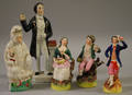 Four Assorted Staffordshire Ceramic Figures and a Chinese Export Porcelain Figure